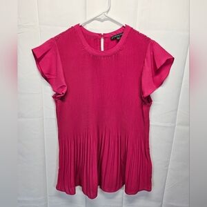 Adrianna Papell Fuchsia Pleated Blouse Sz M